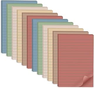 (12 Pack) Lined Sticky Notes 4x6 in, Large Notepads with Lines
