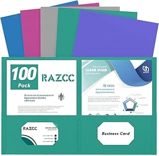 Two Pocket Folders, RAZCC 100 Pack 2 Pocket Folders Fit Letter Size Paper