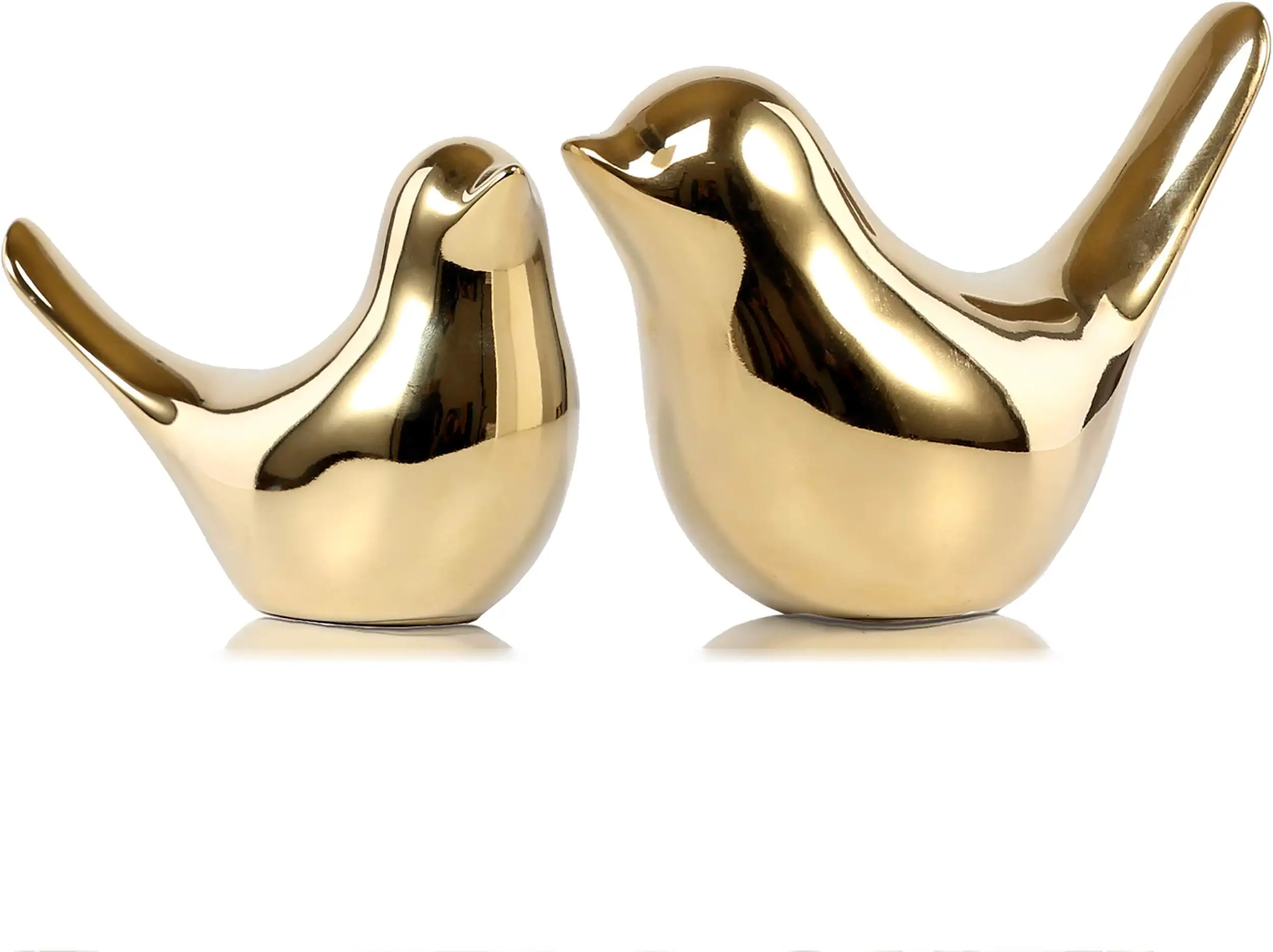 FANTESTICRYAN Small Birds Statues: Gold Home Decor Modern Style Figurine Decorative Ornaments for Living Room, Bedroom, Office Desktop, Cabinets