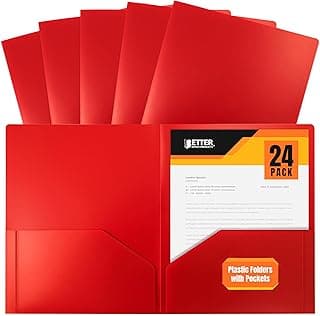 Better Office Products Heavyweight Plastic 2 Pocket Portfolio Folder