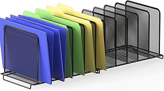Simple Houseware 5 Section Upright File Sorter Organizer, Black - 2 Pack