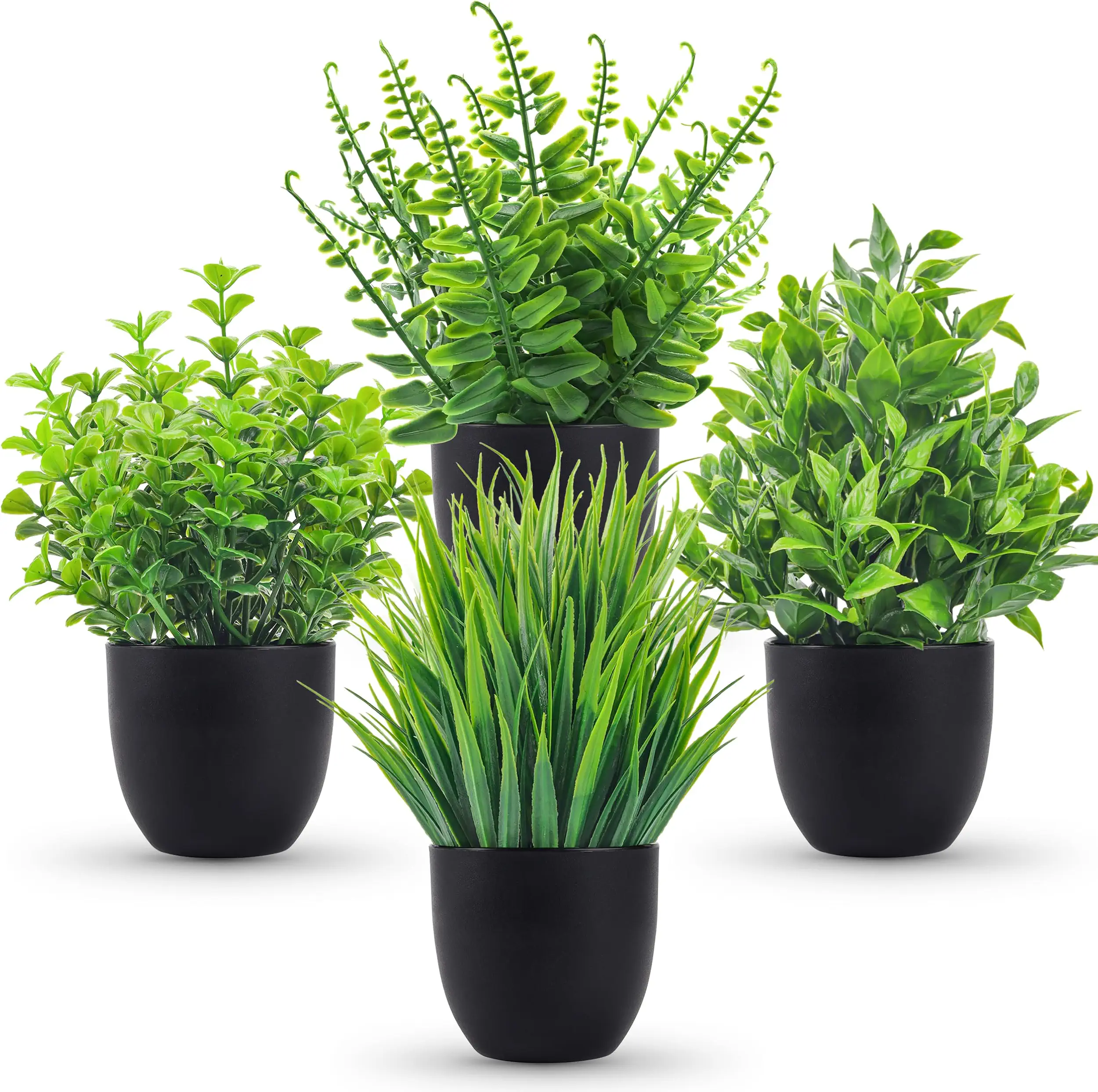 Der Rose Fake Plants: 4 Packs Artificial Plants Small Faux Plants Black Accessories for Bathroom Home Kitchen Coffee Table Office Desk Decor Indoor